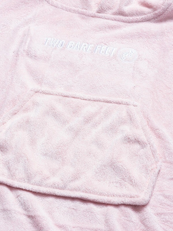 two bare feet kids towelling robe pink