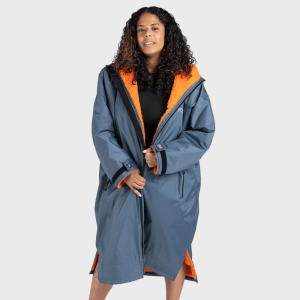 dryrobe Advance Long Sleeve Changing Robe - Dark Grey & Orange