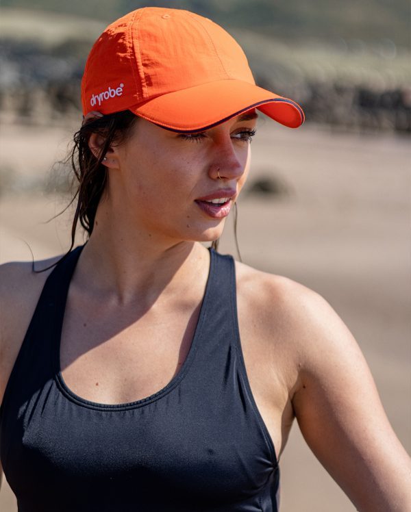 dryrobe quickdry cap orange female lifestyle image